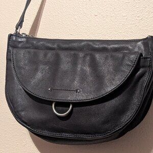 Everyday Black Leather Crossbody | Silver Hardware